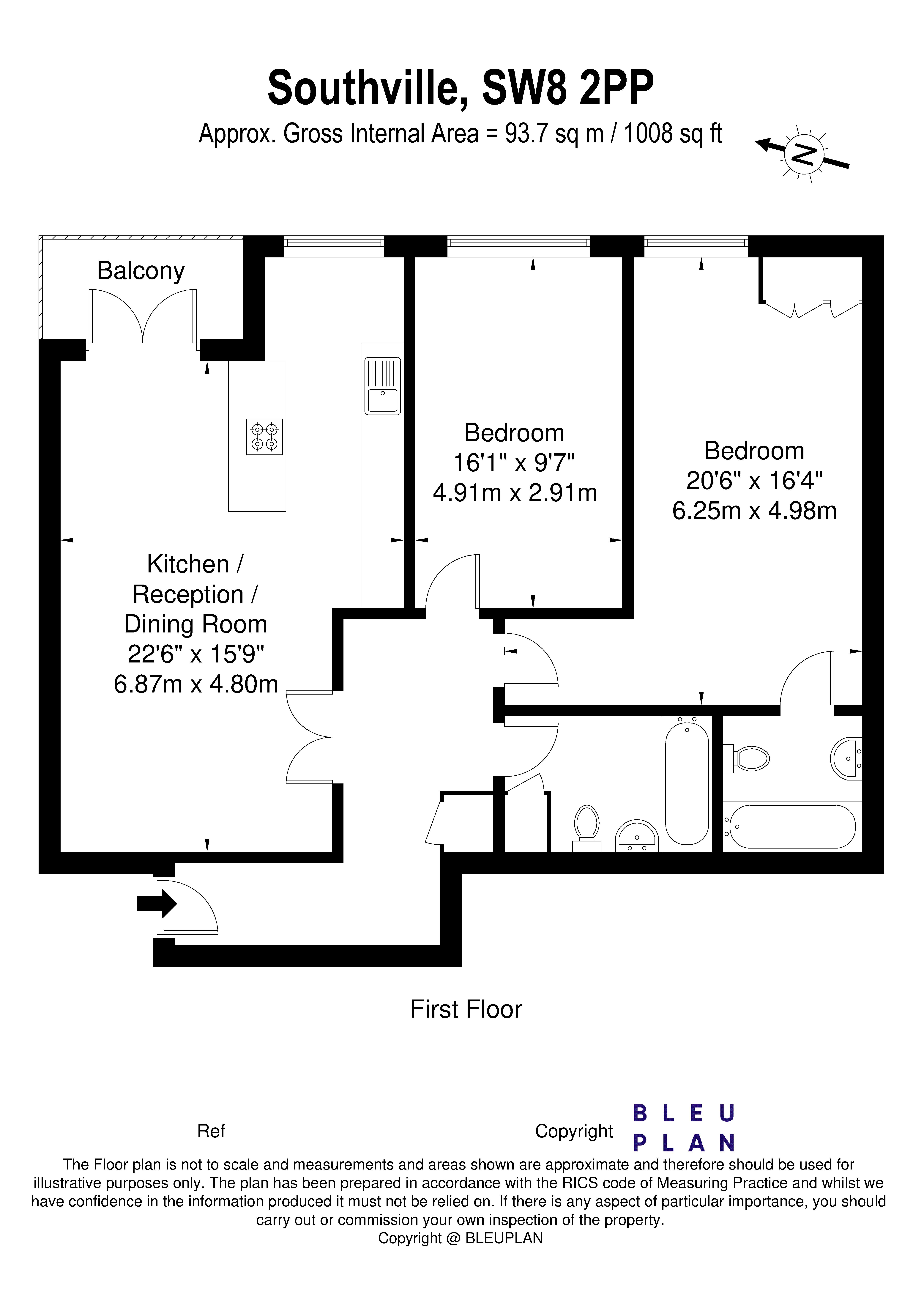 Floorplan for Southville, Vauxhall, SW8 2PP