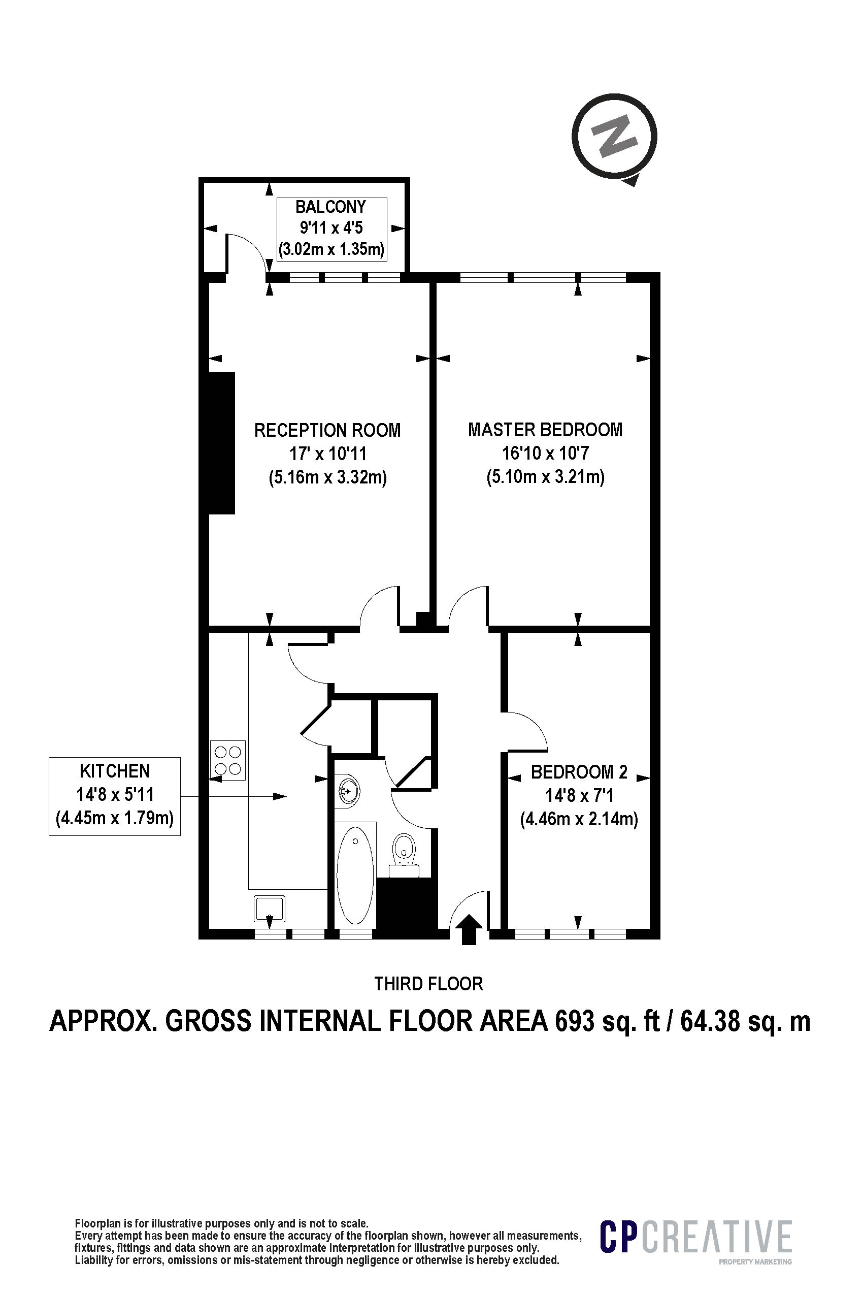 Floorplan for Brookstone Court, Peckham Rye, SE15 3UW